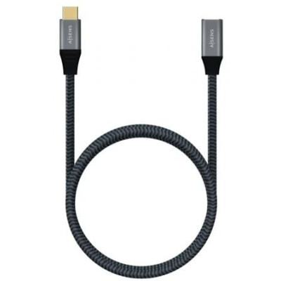 Cable Alargador USB 3.2 Tipo-C Aisens A107-0635 20GBPS 5A 100W/ USB Tipo-C Macho - USB Tipo-C Hembra/ Hasta 100W/ 2500Mbps/ 1m/