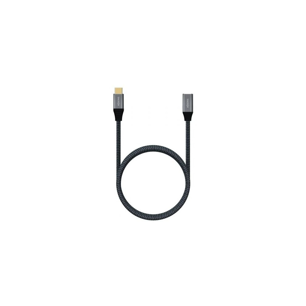 Cable Alargador USB 3.2 Tipo-C Aisens A107-0635 20GBPS 5A 100W/ USB Tipo-C Macho - USB Tipo-C Hembra/ Hasta 100W/ 2500Mbps/ 1m/