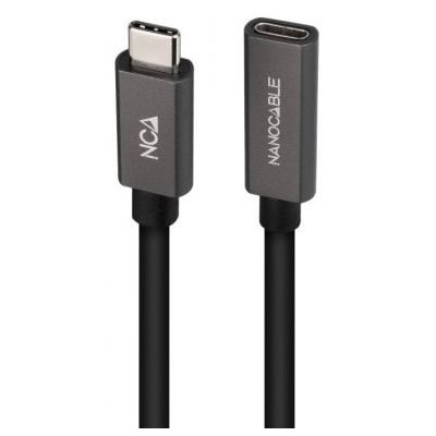 Cable Alargador USB 3.2 Nanocable 10.01.4400/ USB Tipo-C Macho - USB Tipo-C Hembra/ 50cm/ Negro