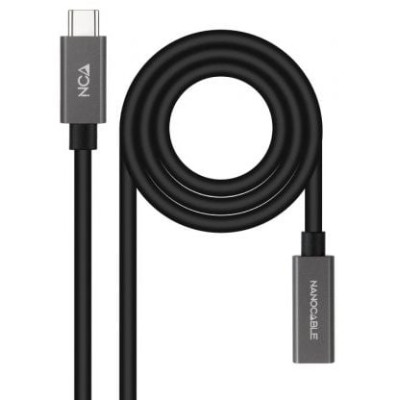 Cable Alargador USB 3.2 Nanocable 10.01.4400/ USB Tipo-C Macho - USB Tipo-C Hembra/ 50cm/ Negro