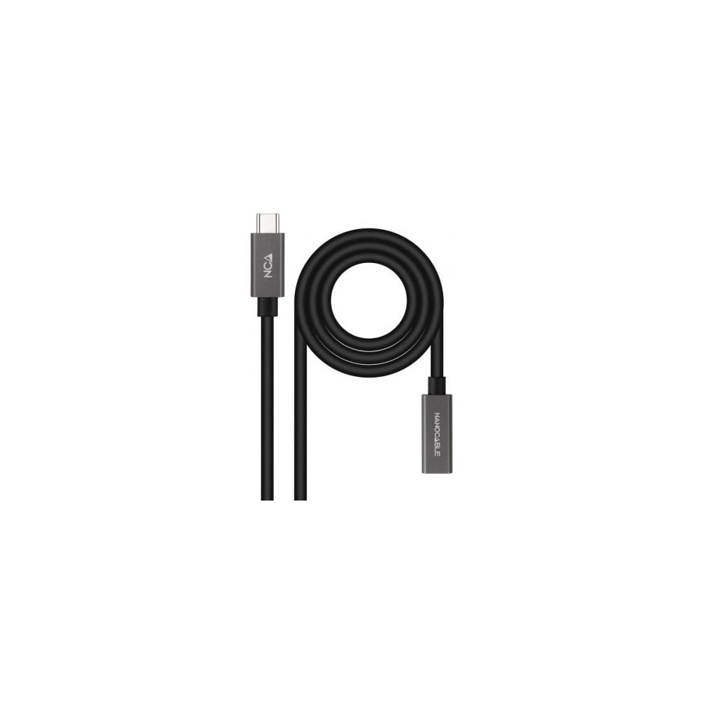 Cable Alargador USB 3.2 Nanocable 10.01.4400/ USB Tipo-C Macho - USB Tipo-C Hembra/ 50cm/ Negro