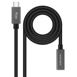 Cable Alargador USB 3.2 Nanocable 10.01.4400/ USB Tipo-C Macho - USB Tipo-C Hembra/ 50cm/ Negro