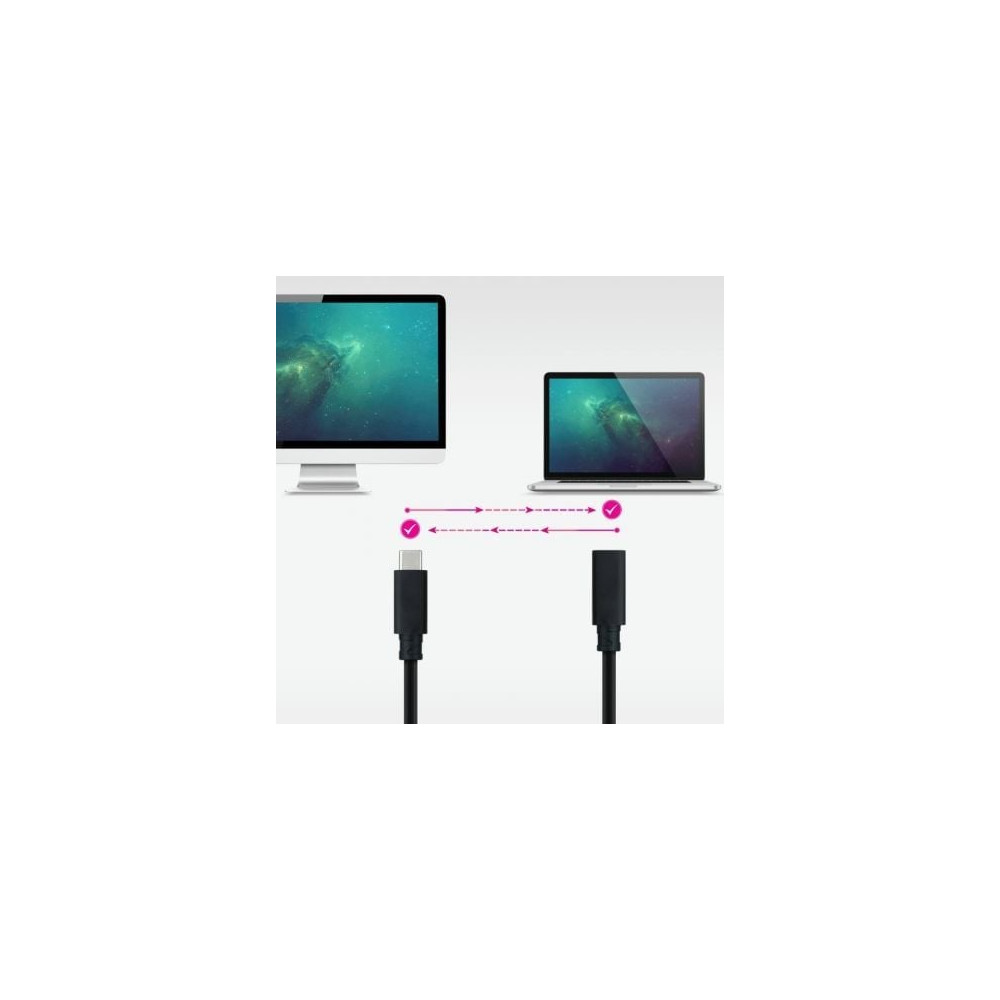 Cable Alargador USB Tipo-C 3.2 Nanocable 10.01.4501/ USB Tipo-C Macho - USB Tipo-C Hembra/ 1m/ Negro