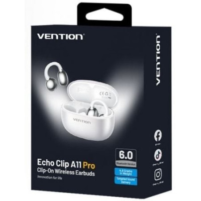 Auriculares Bluetooth Vention Echo Clip A11 Pro con estuche de carga/ Autonomía 6h/ Blancos