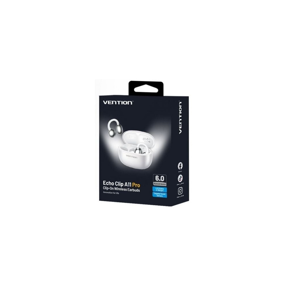 Auriculares Bluetooth Vention Echo Clip A11 Pro con estuche de carga/ Autonomía 6h/ Blancos