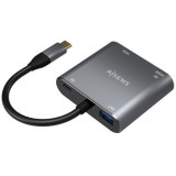 Conversor Aisens A109-0626/ HDMI Hembra - VGA Hembra - USB Tipo-C Macho - USB Hembra - USB Tipo-C Hembra/ 15cm/ Gris
