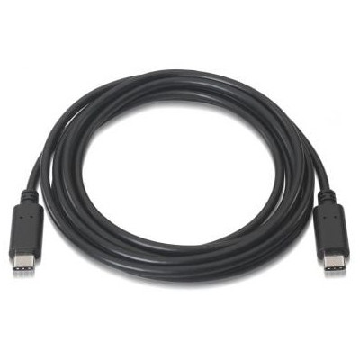 Cable USB 2.0 Tipo-C Aisens A107-0056/ USB Tipo-C Macho - USB Tipo-C Macho/ 480Mbps/ 1m/ Negro