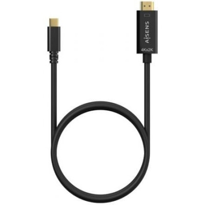 Cable Conversor HDMI 4K Aisens A109-0624/ USB Tipo-C Macho - HDMI Macho/ Hasta 27W/ 1250Mbps/ 1.8m/ Negro