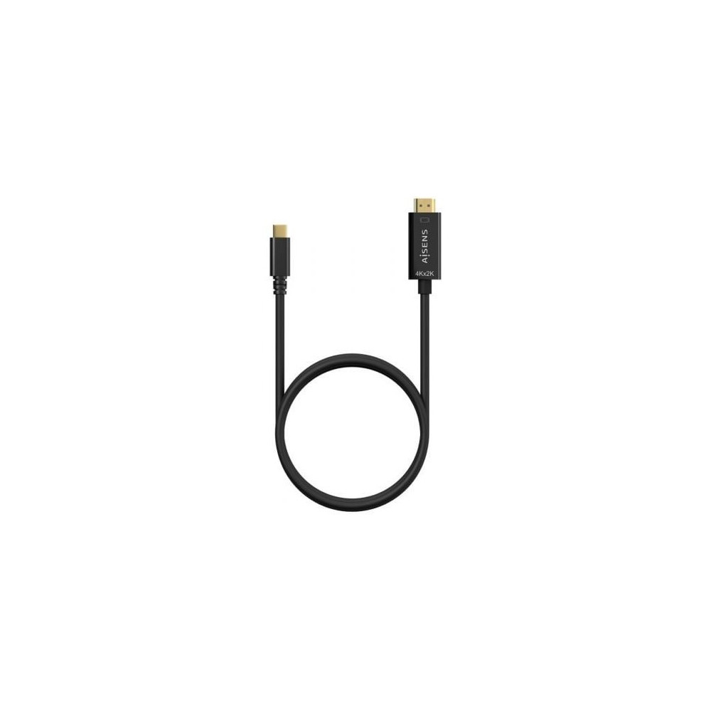 Cable Conversor HDMI 4K Aisens A109-0624/ USB Tipo-C Macho - HDMI Macho/ Hasta 27W/ 1250Mbps/ 1.8m/ Negro