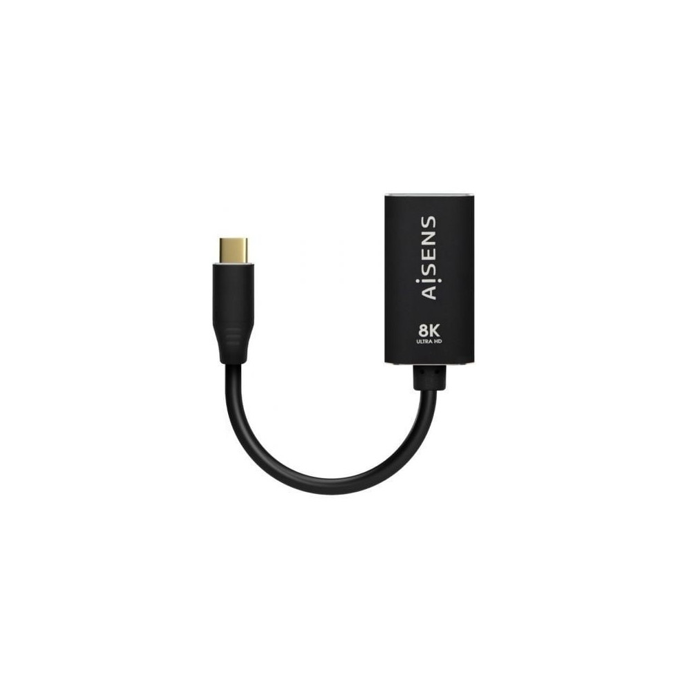 Conversor Aisens A109-0690/ USB Tipo-C Macho - DisplayPort Hembra/ Hasta 27W/ 1250Mbps/ 15cm/ Negro