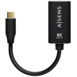 Conversor Aisens A109-0690/ USB Tipo-C Macho - DisplayPort Hembra/ Hasta 27W/ 1250Mbps/ 15cm/ Negro