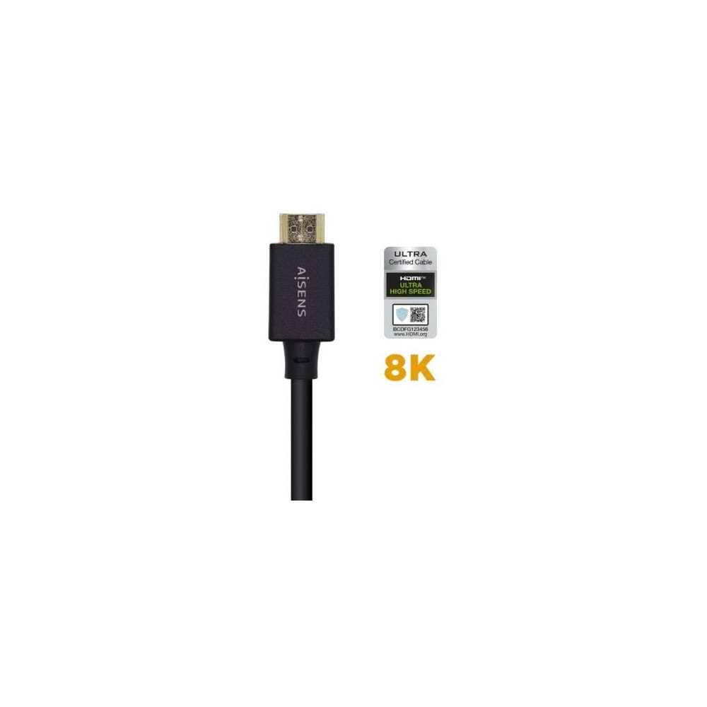 Cable HDMI 2.1 8K Aisens A150-0423/ HDMI Macho - HDMI Macho/ 2m/ Certificado/ Negro