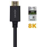 Cable HDMI 2.1 8K Aisens A150-0423/ HDMI Macho - HDMI Macho/ 2m/ Certificado/ Negro