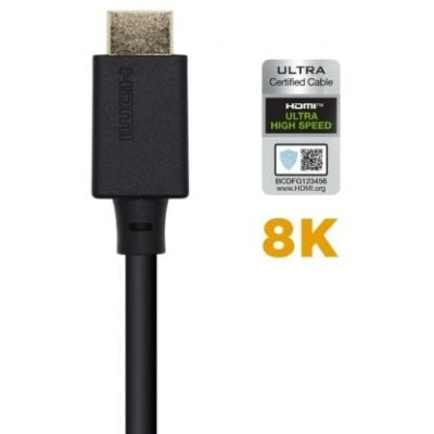 Cable HDMI 2.1 8K Aisens A150-0423/ HDMI Macho - HDMI Macho/ 2m/ Certificado/ Negro