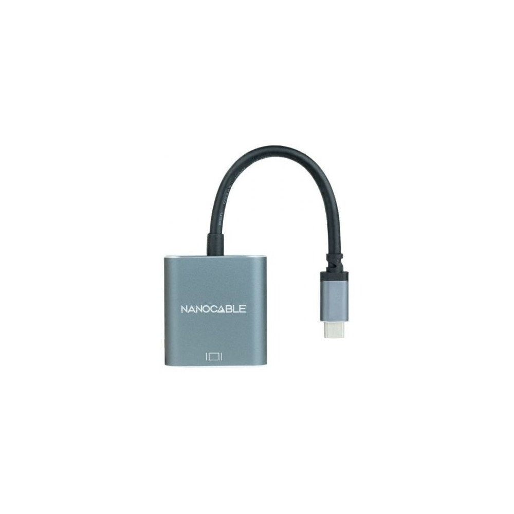 Conversor Nanocable 10.16.4101-G/ USB Tipo-C Macho - VGA Hembra/ 10cm/ Negro y Gris