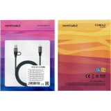 Cable USB 3.2 Tipo-C Nanocable 10.01.4111-COMB/ USB Tipo-C Macho + USB Macho - USB Tipo-C Macho/ Hasta 100W/ 20Gbps/ 1m/ Gris y