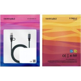 Cable USB 3.2 Tipo-C Nanocable 10.01.4112-COMB/ USB Tipo-C Macho + USB Macho - USB Tipo-C Macho/ Hasta 100W/ 20Gbps/ 2m/ Gris y