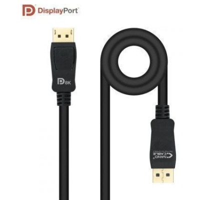 Cable DisplayPort 1.4 8K Nanocable 10.15.2502/ DisplayPort Macho - DisplayPort Macho/ 2m/ Certificado/ Negro