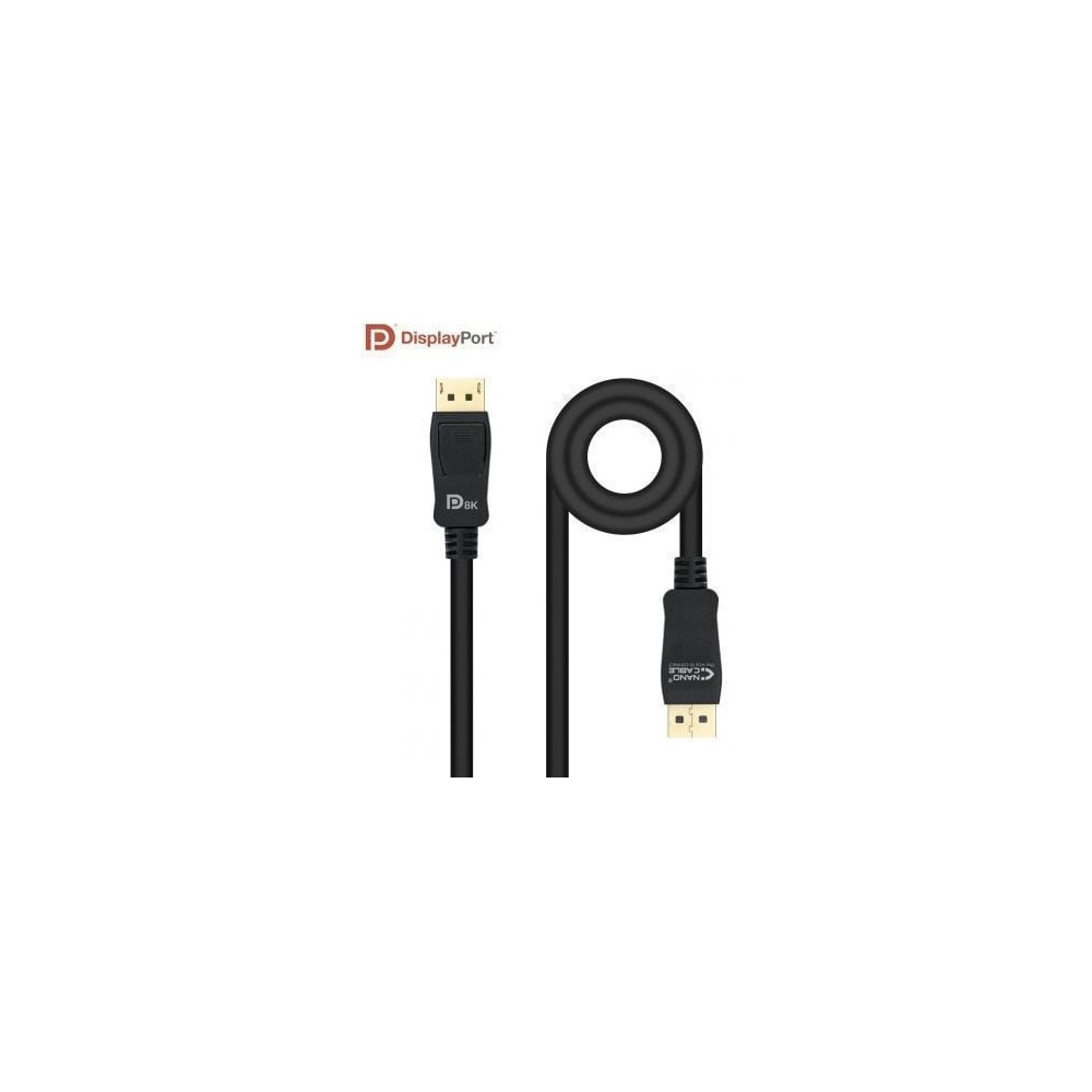 Cable DisplayPort 1.4 8K Nanocable 10.15.2502/ DisplayPort Macho - DisplayPort Macho/ 2m/ Certificado/ Negro