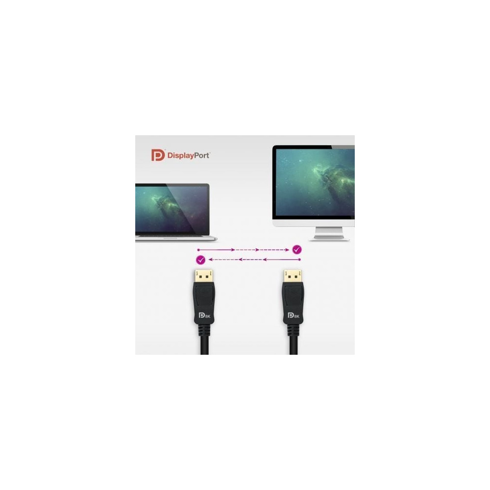 Cable DisplayPort 1.4 8K Nanocable 10.15.2502/ DisplayPort Macho - DisplayPort Macho/ 2m/ Certificado/ Negro