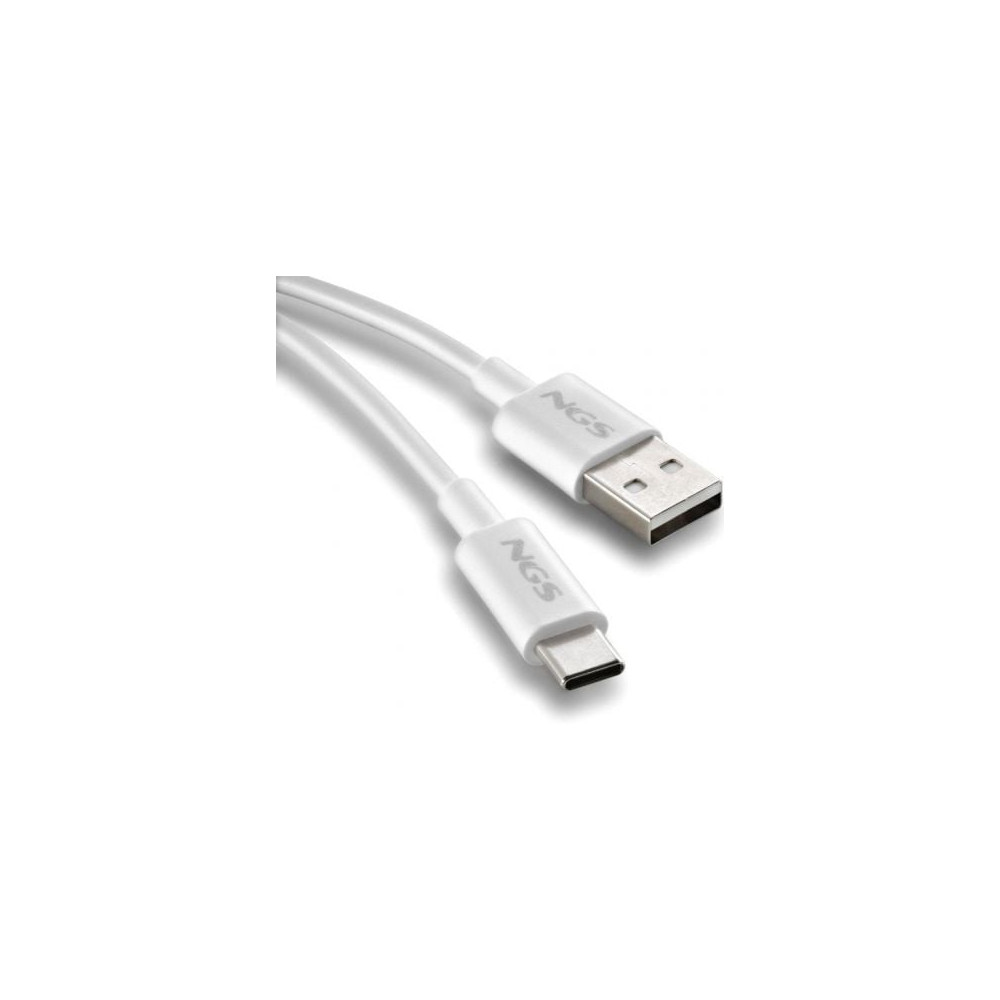 Cable USB 2.0 NGS ZYRO-AC/ USB Macho - USB Tipo-C Macho/ Hasta 15W/ 480Mbps/ 1m/ Blanco
