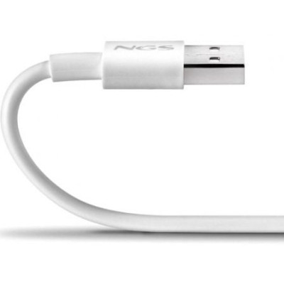 Cable USB 2.0 NGS ZYRO-AC/ USB Macho - USB Tipo-C Macho/ Hasta 15W/ 480Mbps/ 1m/ Blanco
