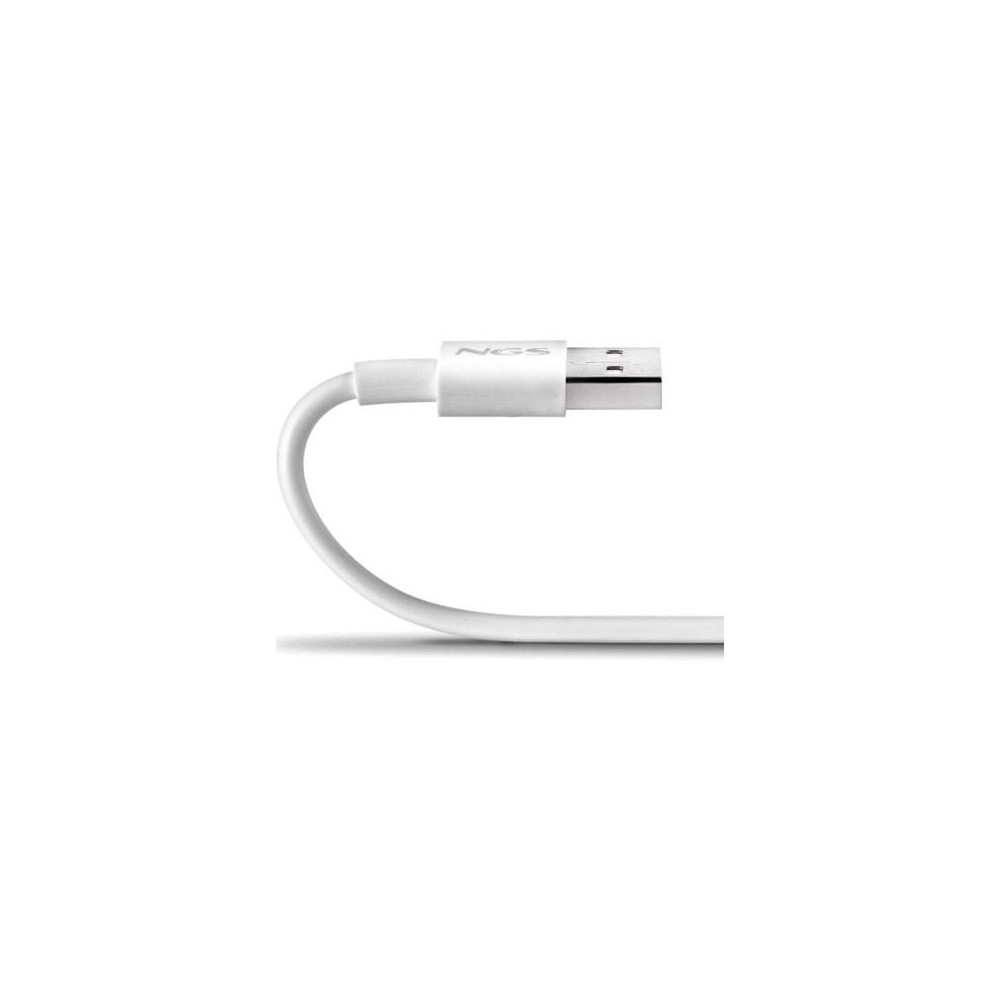 Cable USB 2.0 NGS ZYRO-AC/ USB Macho - USB Tipo-C Macho/ Hasta 15W/ 480Mbps/ 1m/ Blanco
