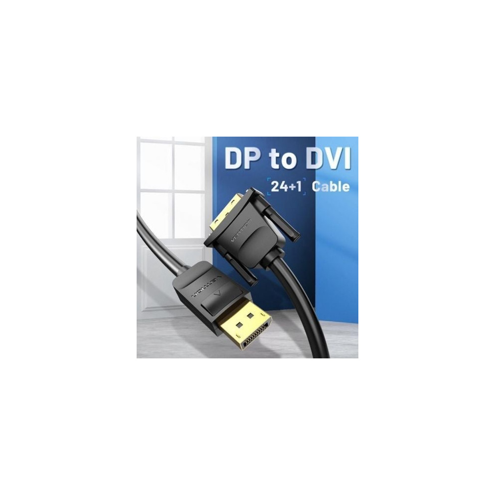 Cable Conversor Vention HAFBH/ DisplayPort Macho - DVI Macho/ 2m/ Negro