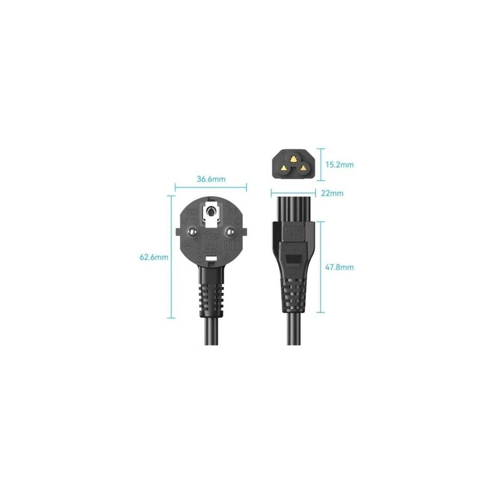 Cable de Alimentación Vention ZCKBAC/ IEC C5 Hembra - CEE7 Macho/ 1.8m/ Negro