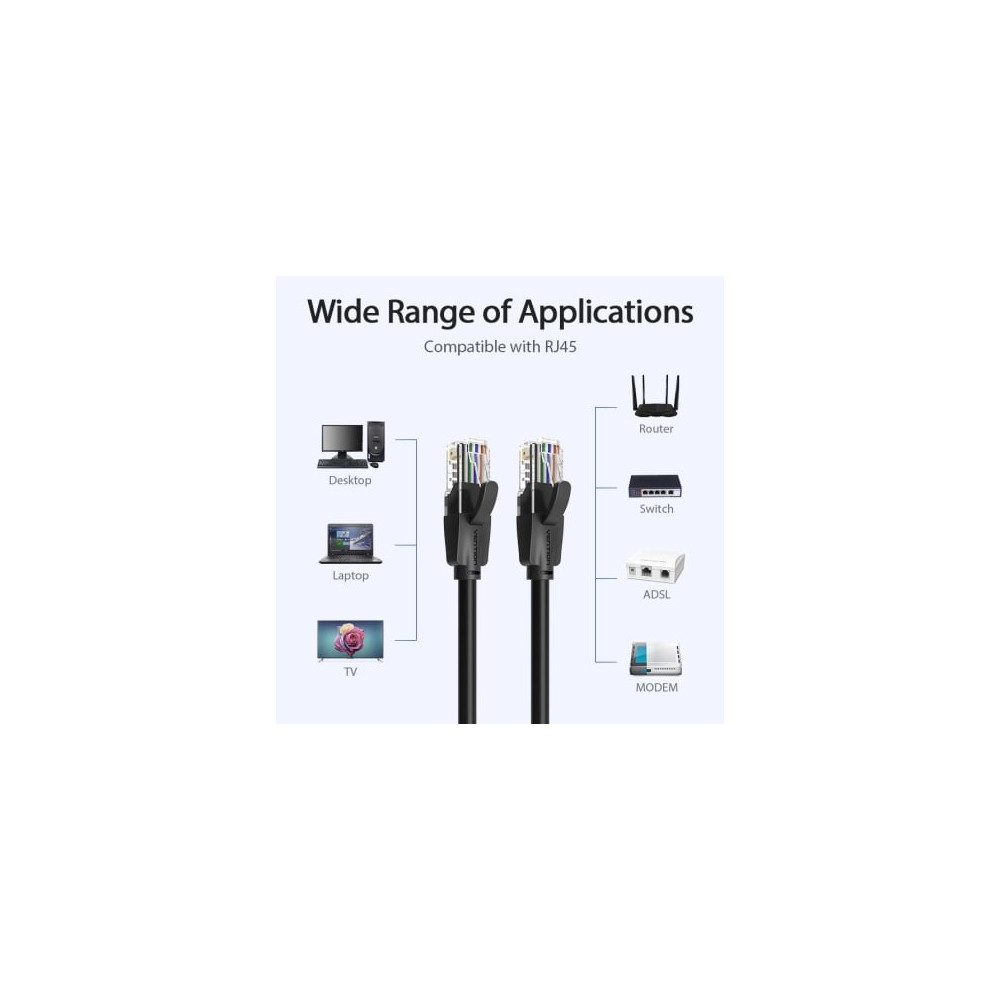 Cable de Red RJ45 UTP Vention IBEBY Cat.6/ 30cm/ Negro