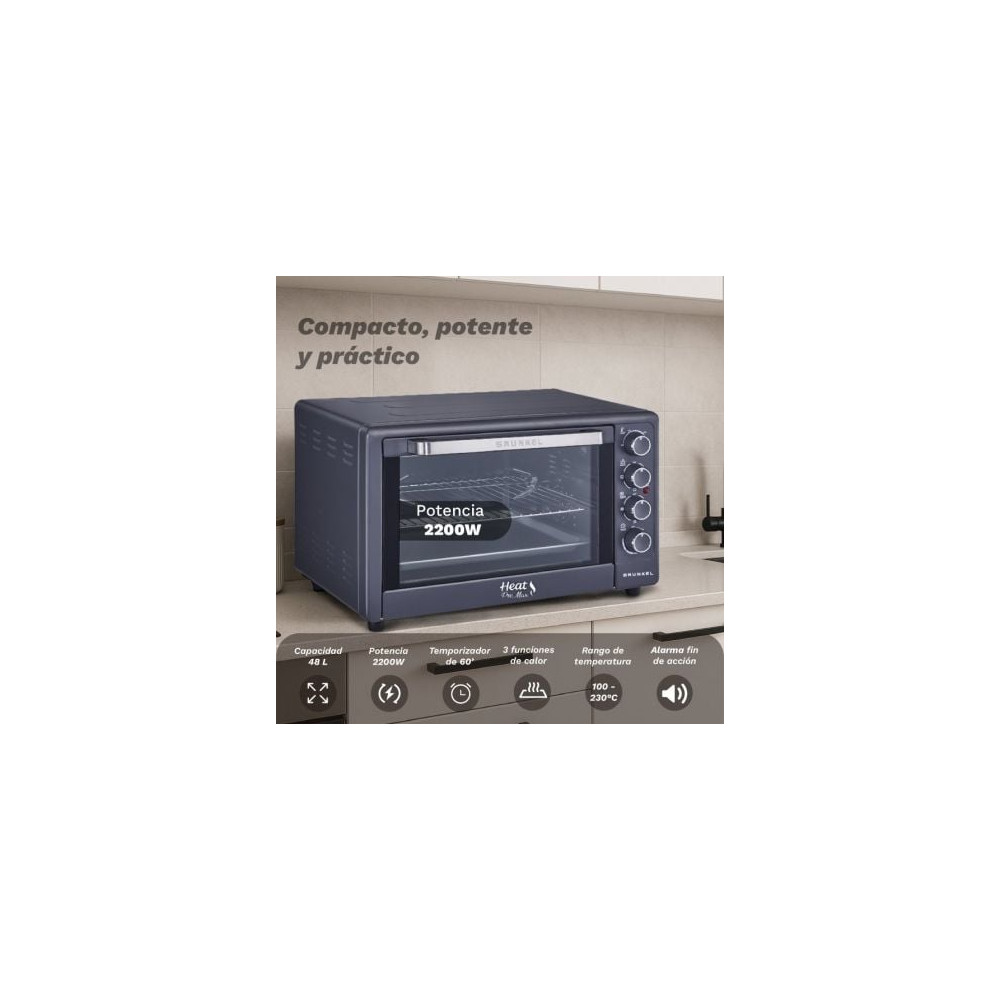 Horno de Sobremesa Grunkel HR-48PROMAX/ 2200W/ Capacidad 48L/ Negro