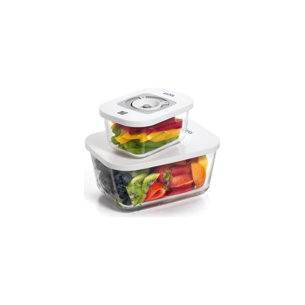 Pack de 2 Recipientes de Cristal Laica VT33060/ con Función al Vacío/ Capacidad 0.5 - 1.5L