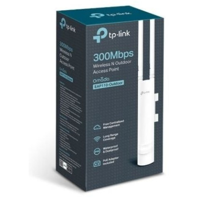 Punto de Acceso Inalámbrico TP-Link Omada EAP110-Outdoor PoE 300Mbps/ 2.4GHz/ Antenas de 5dBi/ WiFi 802.11n/b/g