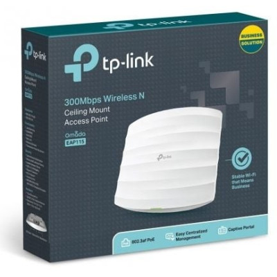 Punto de Acceso Inalámbrico TP-Link Omada EAP115 PoE 300Mbps/ 2.4GHz/ Antenas de 4dBi/ WiFi 802.11n/b/g