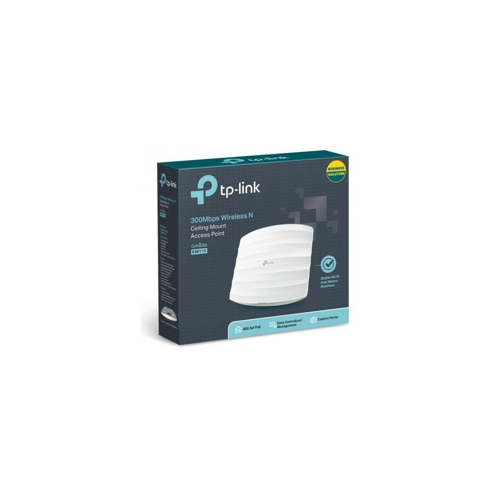 Punto de Acceso Inalámbrico TP-Link Omada EAP115 PoE 300Mbps/ 2.4GHz/ Antenas de 4dBi/ WiFi 802.11n/b/g
