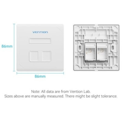 Placa de Pared Keystock Vention IFEW0/ 2 Puertos RJ45
