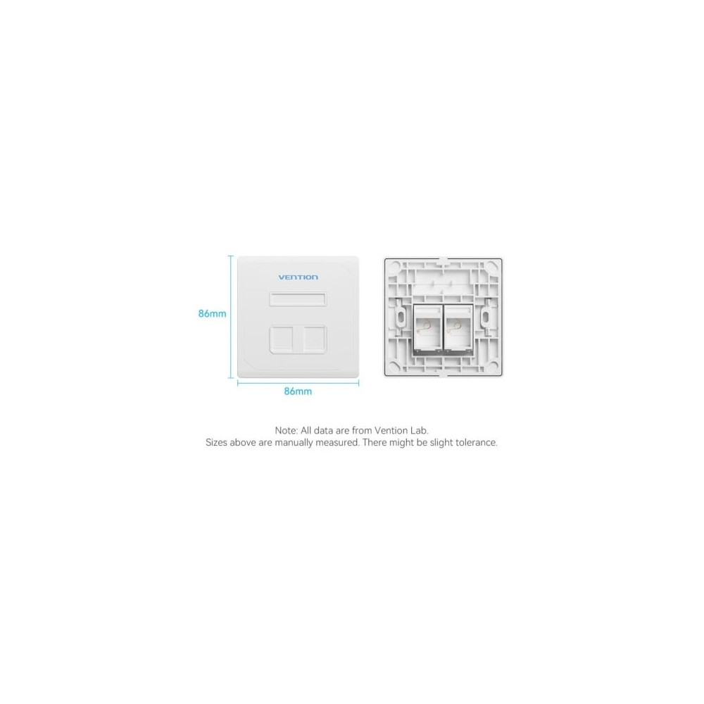 Placa de Pared Keystock Vention IFEW0/ 2 Puertos RJ45