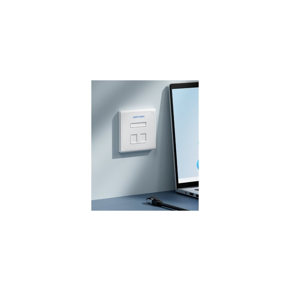 Placa de Pared Keystock Vention IFEW0/ 2 Puertos RJ45