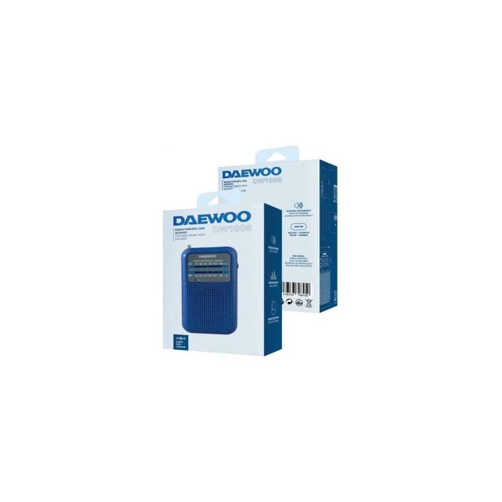 Radio Portátil Daewoo DW1008/ a Pilas/ Azul