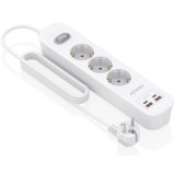 Regleta con Interruptor Aisens ASPS-2A2C10-W/ 3 Tomas de Corriente/ 2 USB - 2 USB Tipo-C/ Cable 1.4m/ Blanco