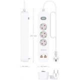 Regleta con Interruptor Aisens ASPS-2A2C10-W/ 3 Tomas de Corriente/ 2 USB - 2 USB Tipo-C/ Cable 1.4m/ Blanco