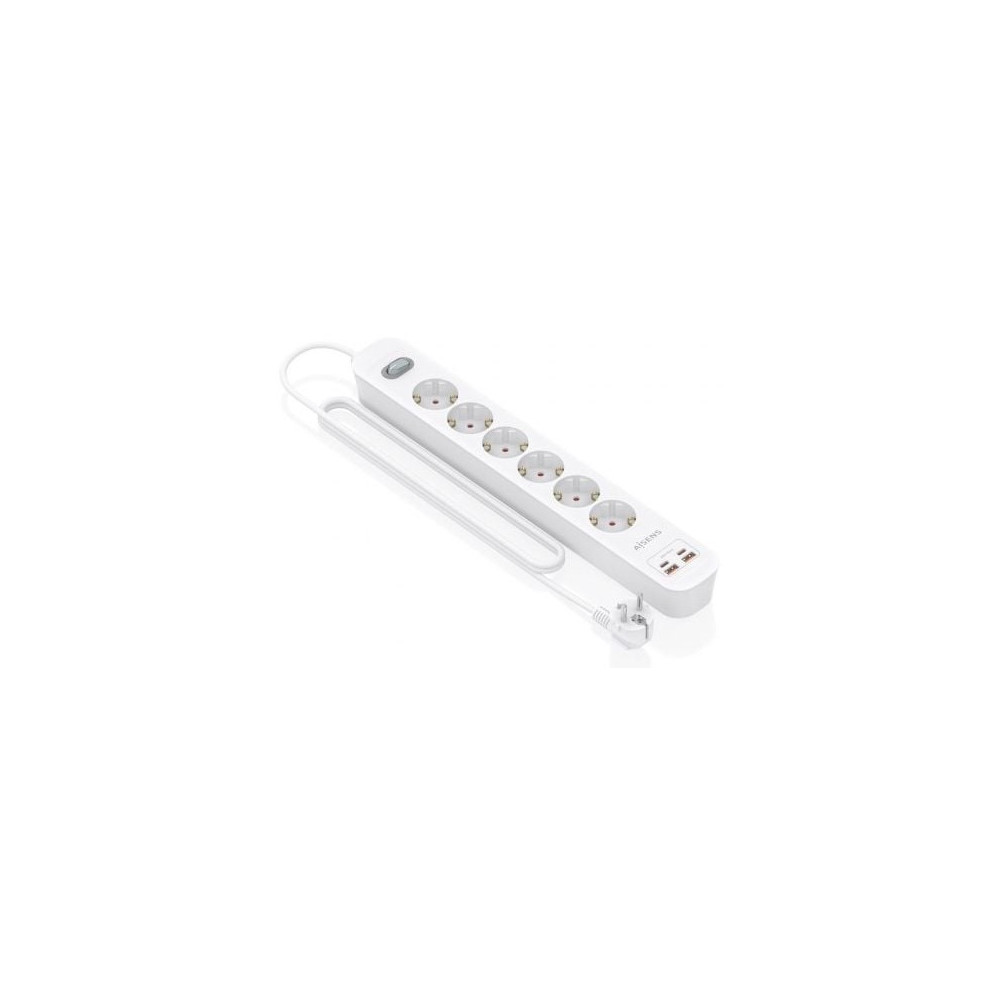 Regleta con Interruptor Aisens ASPS-2A2C16-W/ 6 Tomas de Corriente/ 2 USB - 2 USB Tipo-C/ Cable 1.4m/ Blanco