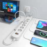 Regleta con Interruptor Aisens ASPS-2A2C16-W/ 6 Tomas de Corriente/ 2 USB - 2 USB Tipo-C/ Cable 1.4m/ Blanco
