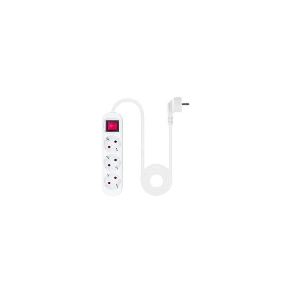 Regleta con Interruptor Nanocable 10.38.0003/ 3 Tomas de Corriente/ Cable 1.4m/ Blanca