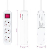 Regleta con Interruptor Nanocable 10.38.0003/ 3 Tomas de Corriente/ Cable 1.4m/ Blanca