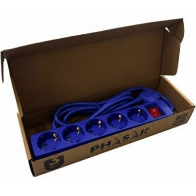 Regleta con Interruptor Phasak BN 0825/ 5 Tomas de Corriente/ Cable 1.8m/ Azul