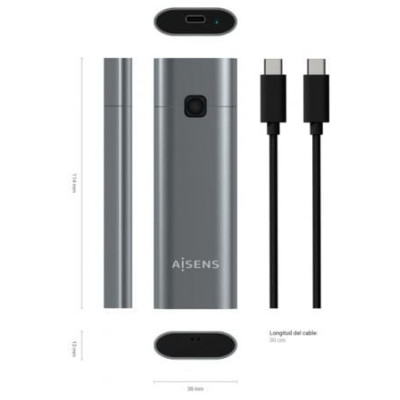 Caja Externa para Disco SSD M.2 NVMe Aisens ASM2-021GR/ USB 3.1 Gen2/ Sin Tornillos | Cajas Externas