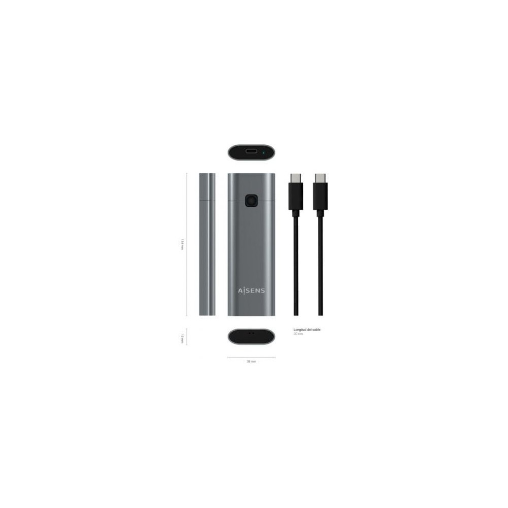 Caja Externa para Disco SSD M.2 NVMe Aisens ASM2-021GR/ USB 3.1 Gen2/ Sin Tornillos | Cajas Externas