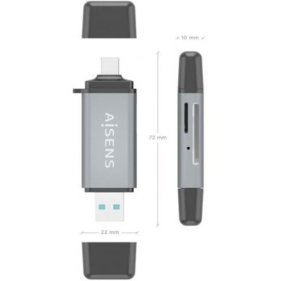 Lector de Tarjetas Externo Aisens ASCR-2AC11-GR/ USB 3.1