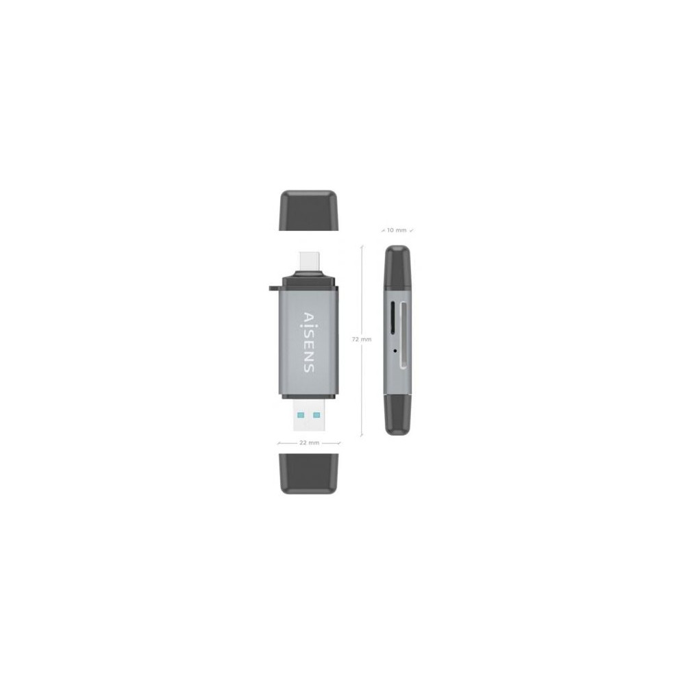 Lector de Tarjetas Externo Aisens ASCR-2AC11-GR/ USB 3.1